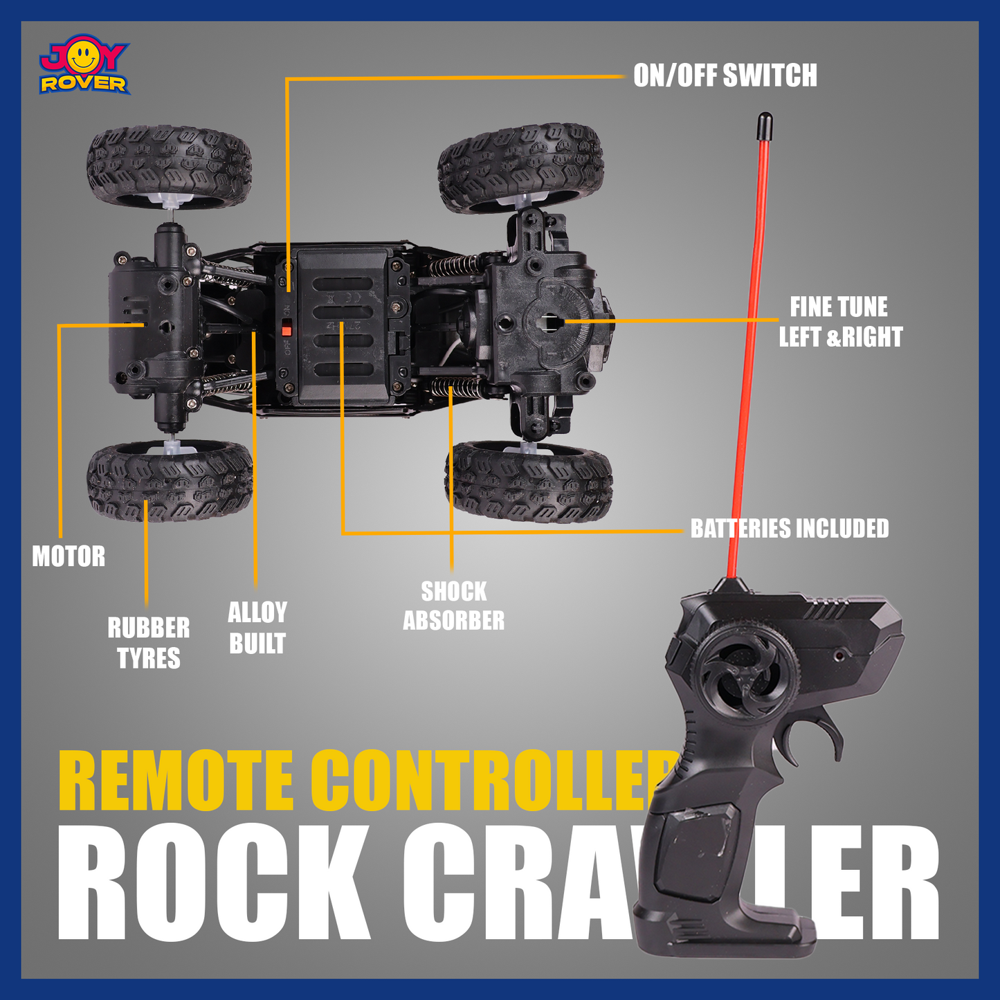 RC Rock Crawler Off-Road Car - High-Speed Remote-Control Vehicle 🏎️⚡ Durable Build & Rechargeable Battery (Black)