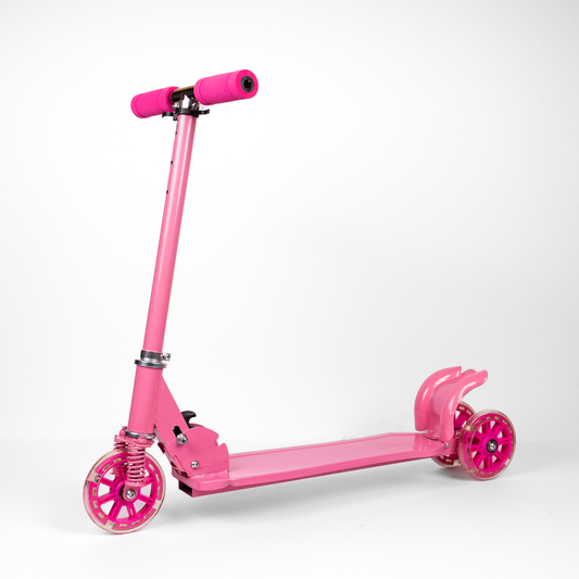 Kids Mini Scooter with LED Wheels - Adjustable Height & Foldable Design 🌟✨ Pink Edition