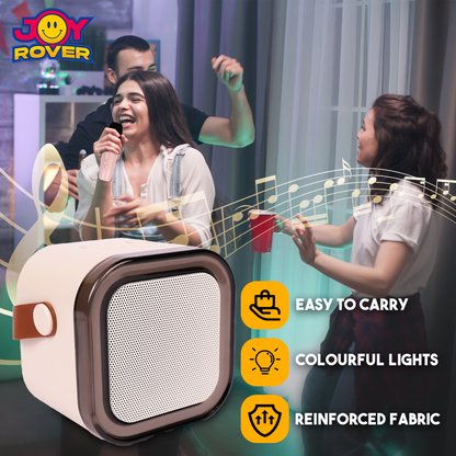 Joy Rover Ultra-Portable Bluetooth Karaoke Speaker – 1500mAh Battery, RGB Lights, and Wireless Microphone for Karaoke Parties