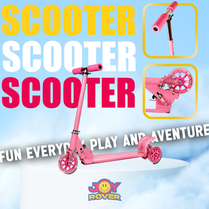 Kids Mini Scooter with LED Wheels - Adjustable Height & Foldable Design 🌟✨ Pink Edition